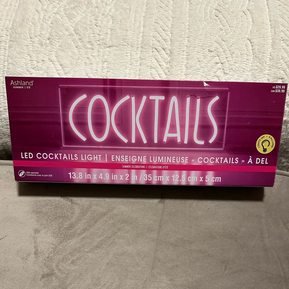 Cocktails Light Sign - Pink - Picture 2 of 4
